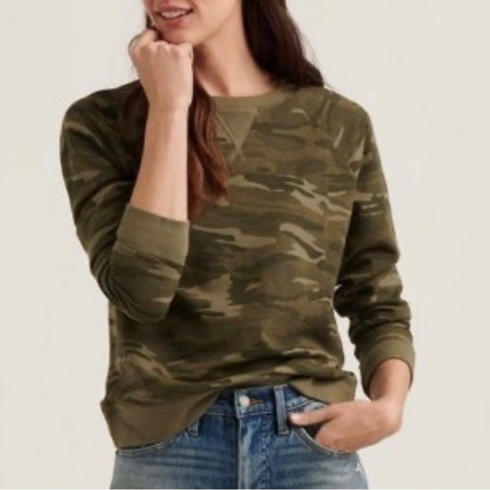 Lucky Brand Classic Camo Crewneck Pullover Sweatshirt Size M